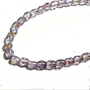 Lavender Hue Fairycore Aurora Borealis Faceted Bead Choker Necklace Small 14 in